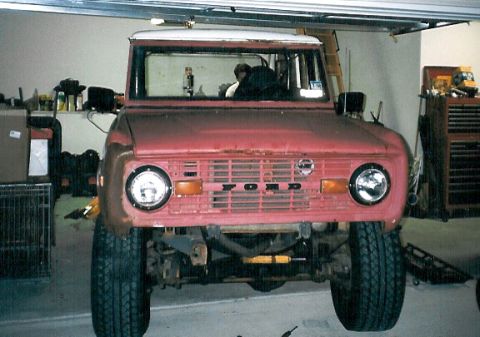 1975 Ford Bronco - This is what we started with. It had a really rough homemade winch bumper that we sold. Nice tires, huh?