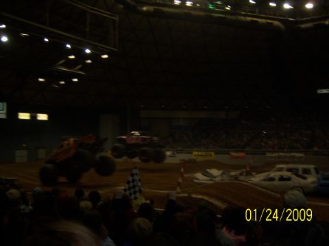 1996 Ford Bronco - Monster trucks perform stunts at an indoor event on January 24, 2009.