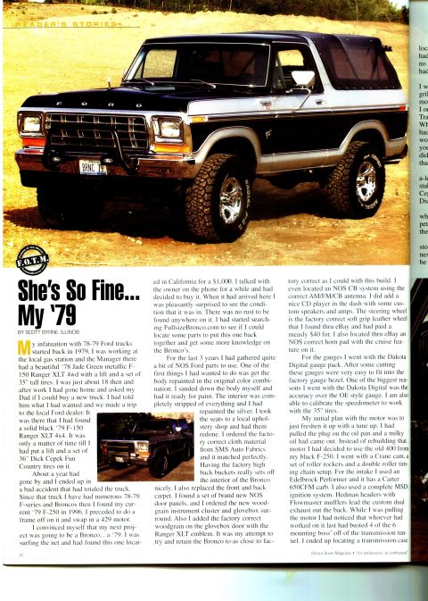 1979 Ford Bronco - This 1979 Ford Bronco is featured in a reader's story about the vehicle.
