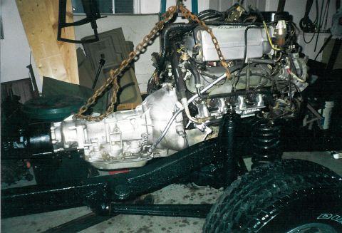 1975 Ford Bronco - It's looking good, except the height of the intake plenum. The transmission crossmember has to be repositioned & notched to clear the Advan…