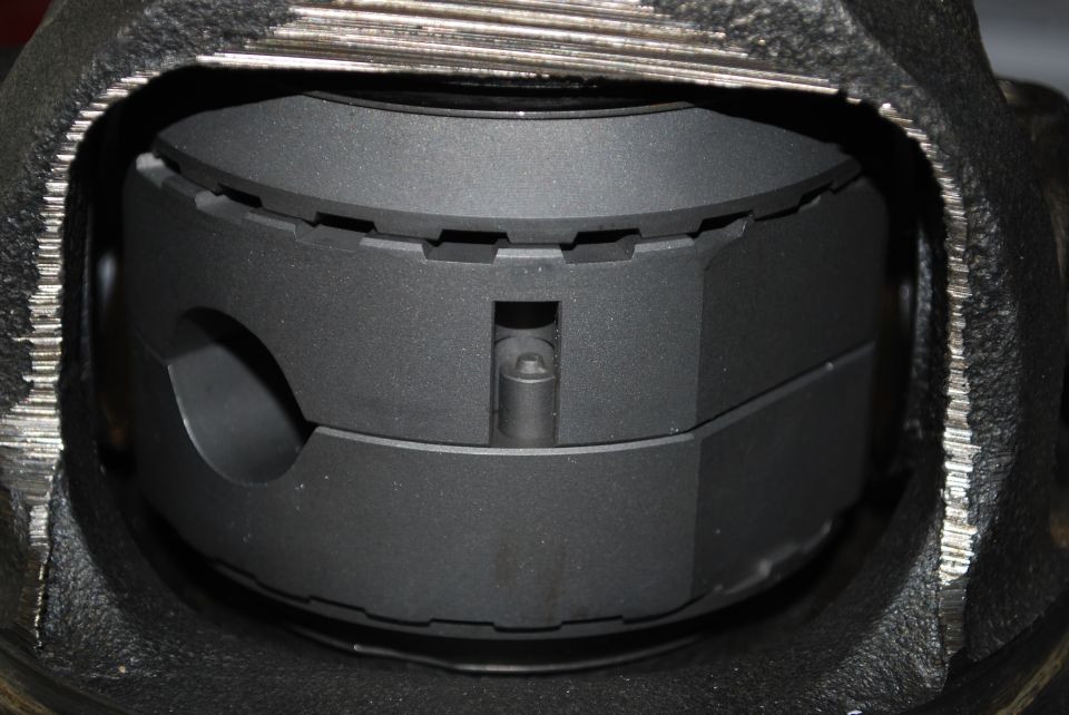 Differential gear assembly with black housing and internal components