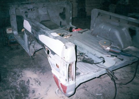 1975 Ford Bronco - Meanwhile, in a remote location on the other side of the river... The tub has been soda-blasted, and the rusty inner fenders, A-pillars, &…