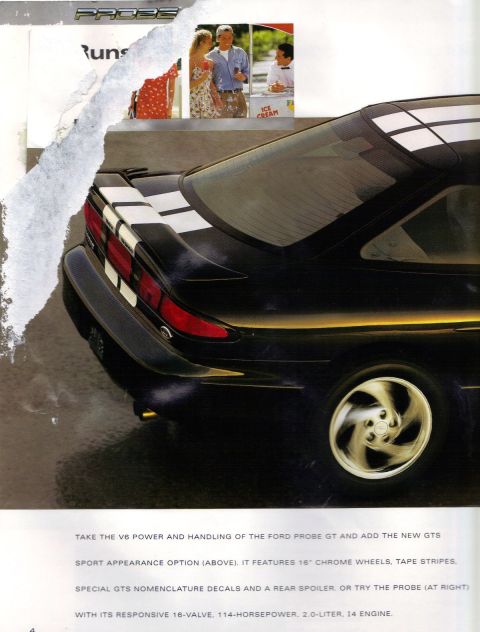 1993 Mazda MX-6 - This image shows the rear of a black Ford Probe GT, highlighting its sporty features and racing stripes.