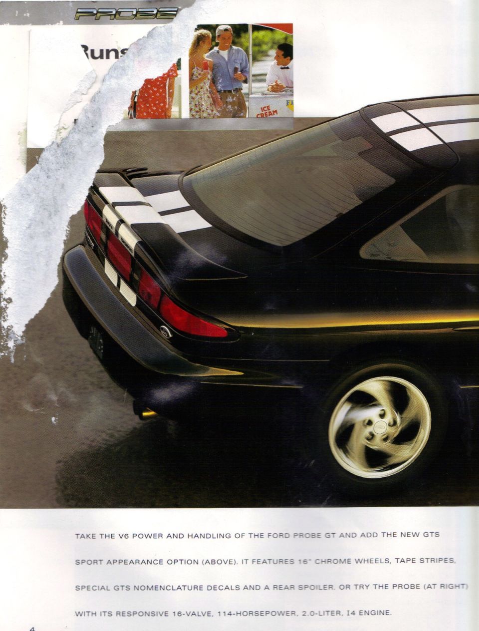 Black Ford Probe GT with racing stripes and chrome wheels