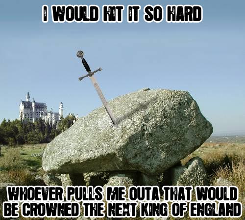 Sword in a rock with a castle in the background
