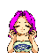1994 Ford Taurus - An anime character with vibrant purple hair is depicted with her eyes closed.