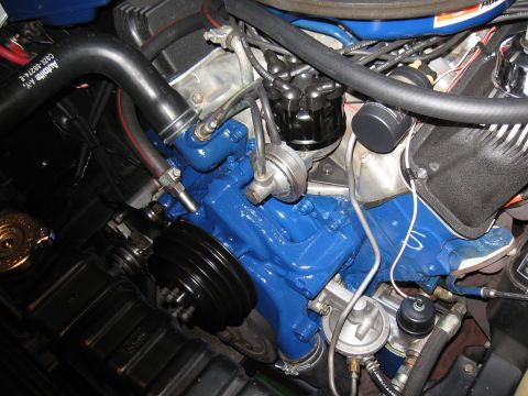 1968 Shelby GT500 - Close-up view of an engine bay, showing various components and wiring.