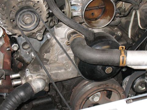 2001 Pontiac Trans Am - Close-up view of various engine components, including hoses and belts.
