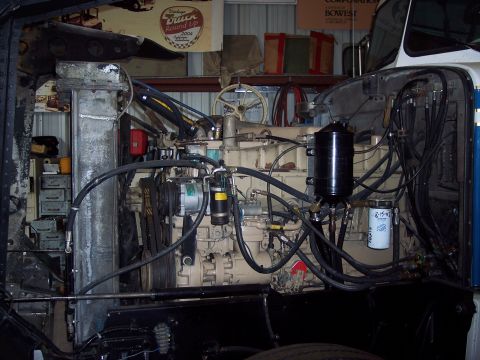 1981 Kenworth W900A - Close-up view of a truck's engine bay, revealing the complex network of hoses and mechanical components.