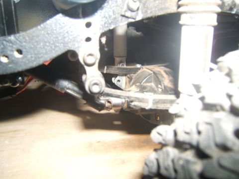 1988 Ford Bronco - Close-up view of the suspension and differential on an RC crawler vehicle.