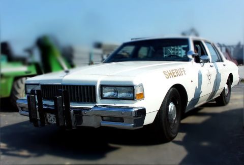 1998 Ford Crown Victoria - This sheriff car has a push bumper and a distinctive side decal.