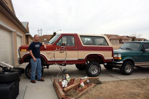1986 Ford Bronco - me posing with the truck. I am 6'1 so lets just say its a good thing to have a mini step stool to get at the engine. on a side note you can…