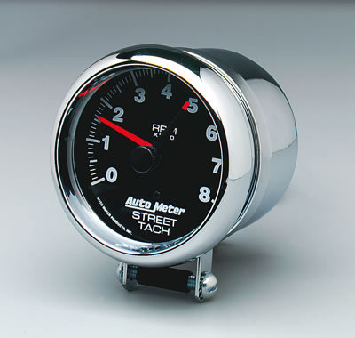 1972 Plymouth Valiant - This Auto Meter Street Tachometer gauge features a chrome bezel and a black face with a red needle.