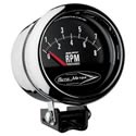 1972 Plymouth Valiant - A close-up view of a black-faced RPM gauge with a chrome bezel and mounting bracket.