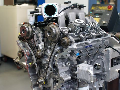 1997 Ford Taurus - Close-up view of an engine assembly, highlighting its internal mechanical components.