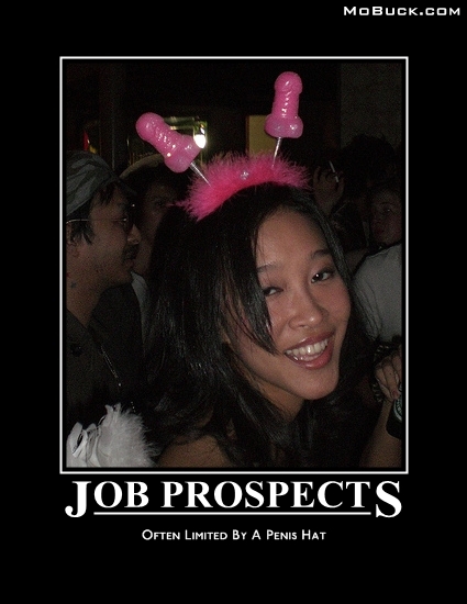 2006 Ford E350 - A humorous meme about job prospects, a woman with a novelty headband.