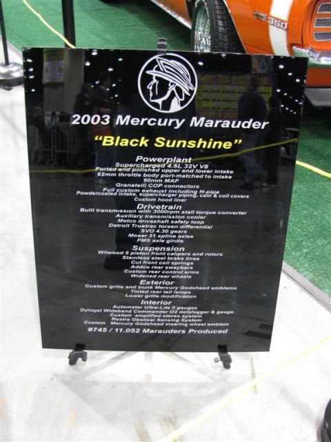 2003 Mercury Marauder - Custom made display sign.