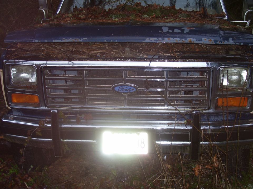1991 Ford Bronco grille with blue Ford oval emblem and license plate