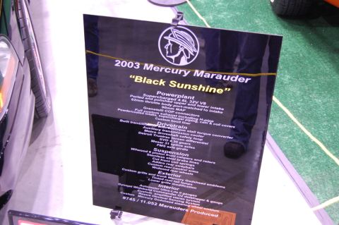 2003 Mercury Marauder - Information board for a 2003 Mercury Marauder lists its specifications and production numbers.