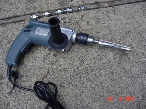 1989 Ford Bronco - Drill setup with the tapered reamer