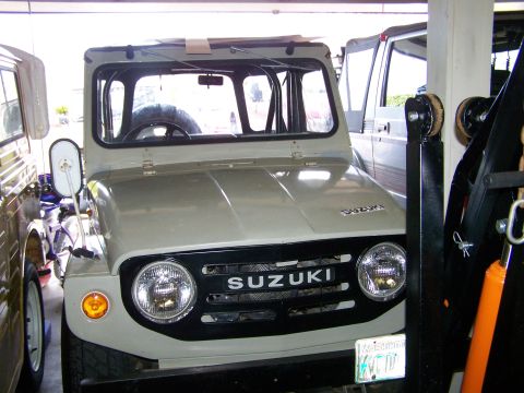 1988 Suzuki Samurai - This 1988 Suzuki Samurai is seen from the front, its distinctive grille and SUZUKI badging.
