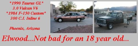 1990 Ford Taurus - A dark brown 1984 Ford F-150 pickup truck is shown with a person standing beside it.