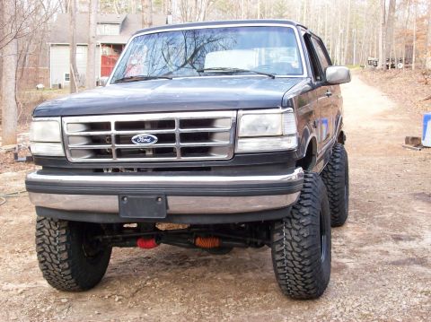 1992 Ford Bronco - This 1992 Ford Bronco is shown with a lifted suspension and off-road tires.