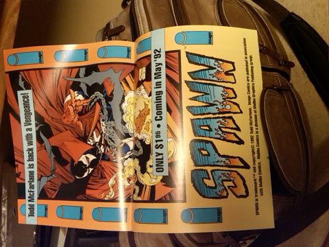 1991 Ford Bronco - This image shows an open comic book the character Spawn, with text indicating it was coming in May '92.