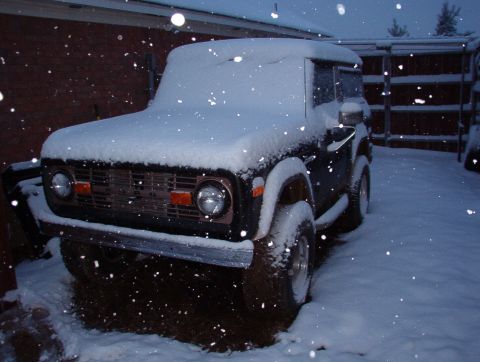 1975 Ford Bronco - Yesterday: ~65Â°F Today: ~7" on the roof. BTW Those new tires are WAAAYYYYY too grippy to throw good roostertails - the truck just takes of…
