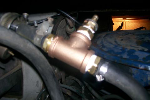 1982 Ford E350 - Water temp sending unit T'ed in.