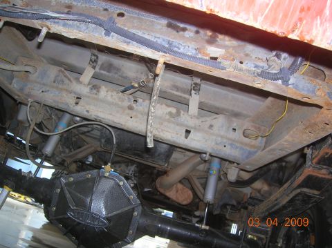 1985 Ford Bronco - under side shot with floor cut out.
