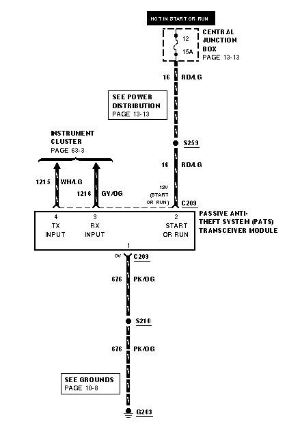 1997 Mercury Cougar - This diagram illustrates electrical components and wiring, likely for a vehicle system.