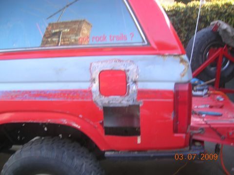 1985 Ford Bronco - welded in and gas door re-installed.