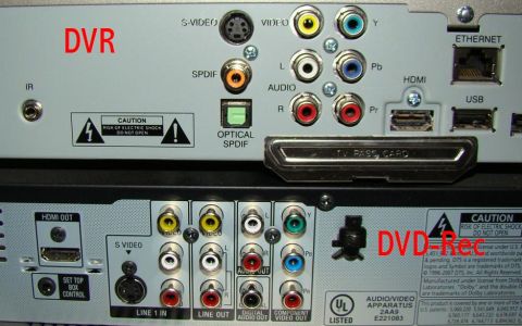 1989 Ford Bronco - The back panel of a DVR and a DVD-Recorder are shown, displaying various input and output ports.