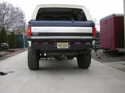 1989 Ford Bronco - Rear view of a 1989 Ford Bronco showing the bumper and tailgate.