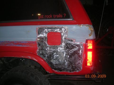 1985 Ford Bronco - filled in lower hole, and ground down...