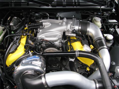 2003 Mercury Marauder - Powdercated airbox, supercharger pipes, coil covers, throttle body, and related screws/bolts installed.
