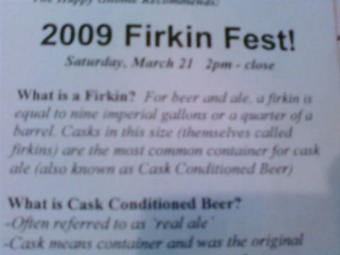 1985 Ford LTD Crown Victoria - Printed event flyer describing a 2009 Firkin Fest and cask-conditioned beer.