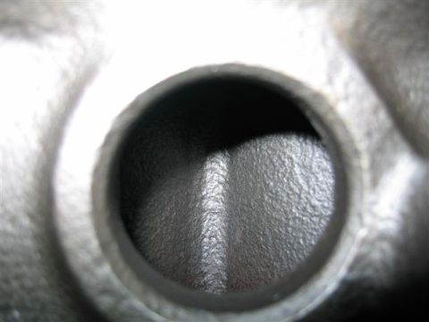 1972 Ford Ranchero - This is a close-up view of a port within an engine's cylinder head.