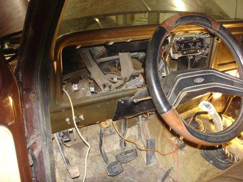 1979 Ford F-250 - Interior view of a 1979 Ford F-250, focusing on the dashboard and driver's area.