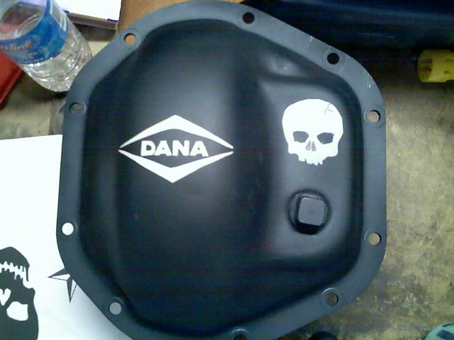 Black Dana differential cover with white Dana diamond logo and skull graphic