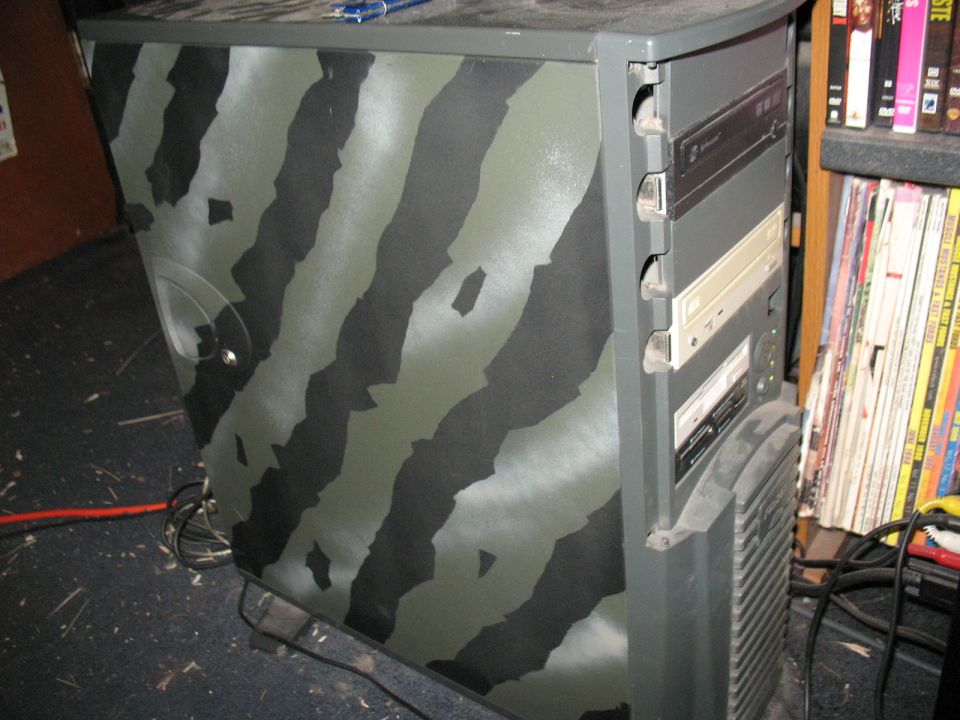 Computer tower with camouflage paint job