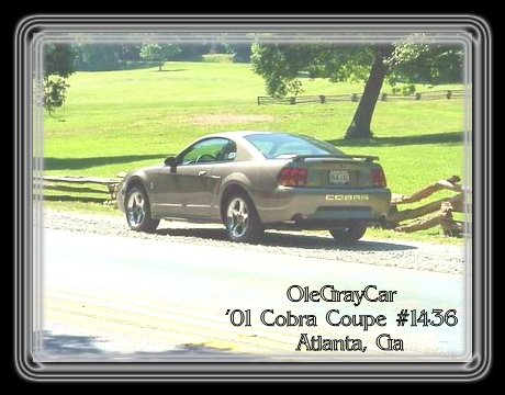 2001 Ford Mustang - Rear view of a 2001 Ford Mustang Cobra coupe parked outdoors.