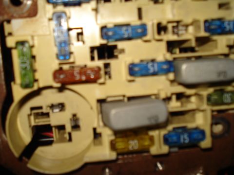 1991 Ford Bronco - A detailed view of a car's fuse box, showing multiple fuses and electrical components.