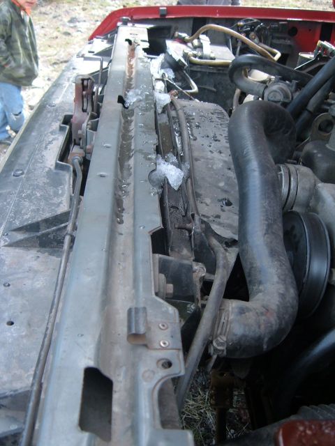 1988 Ford Bronco - Had to toss some snow on the radiator to cool it off.