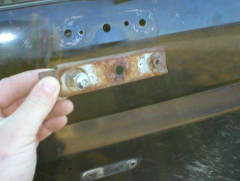 1983 Ford Bronco - I drilled out the spot welds to remove the nut plate, but I reused it later. Screws are T30 button head M6x1.00x20mm.