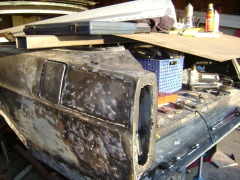 1966 Ford Ranchero - bad install of s10 gas door by previous owner not to mention the slide hamer body work