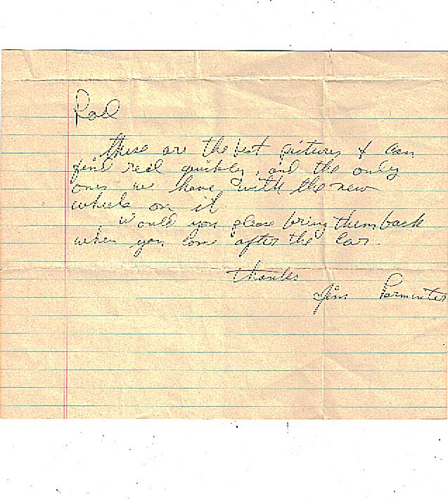 Handwritten note on lined paper.