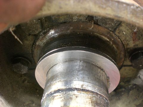 1967 Ford Mustang - Spacer in place up against the spindle shoulder.
