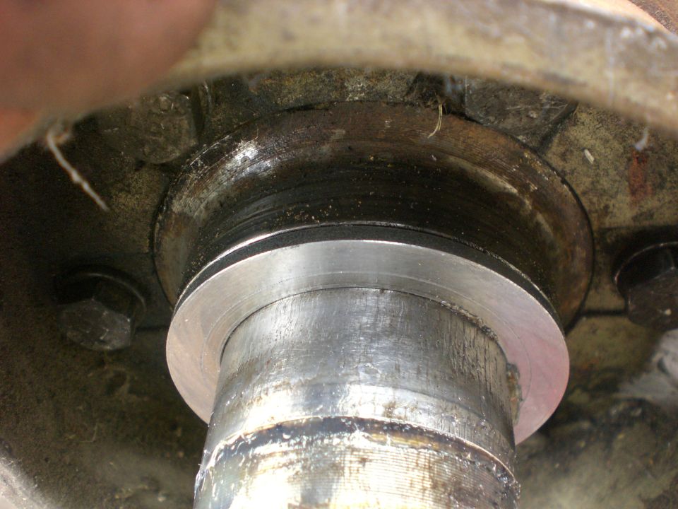 Spacer in place up against the spindle shoulder.